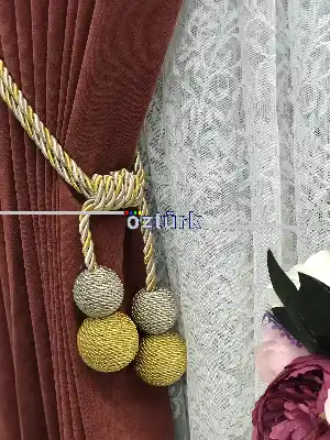 Kordon Sarım Özel Fon Perde Bağı Çift Toplu Gold Vizon- Vizon Rengi-roze Gold