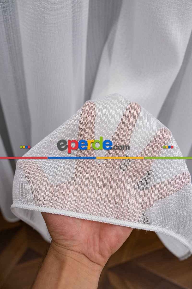 Mutfak Tül 2025 Kar 600 Modern Sugar Çizgili Tül Perde - Düz Sade