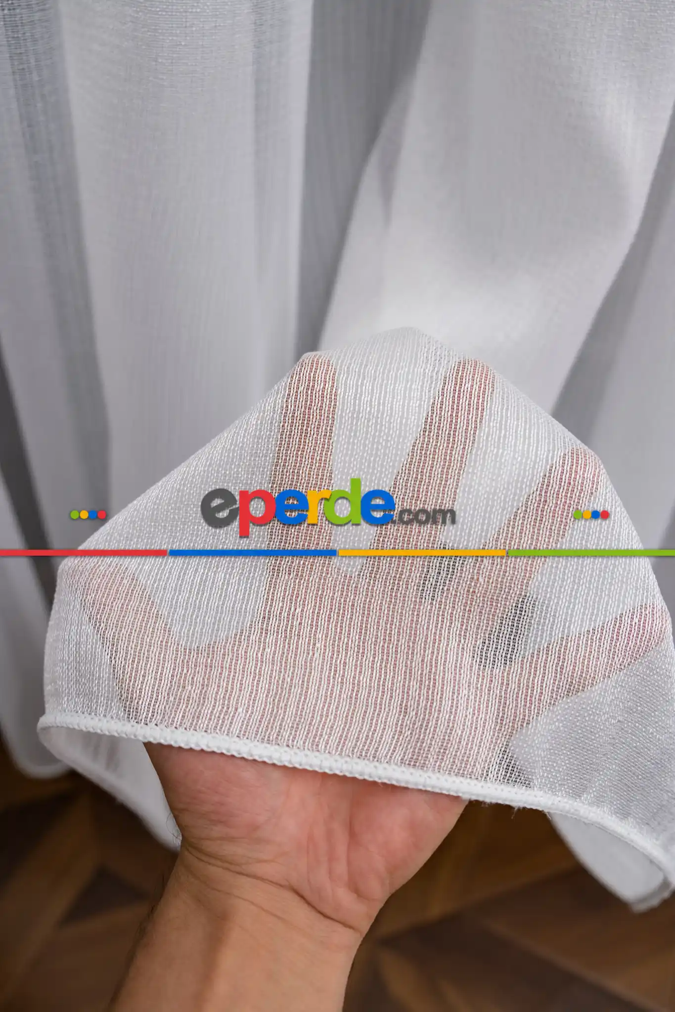 2025 Kar 600 Modern Sugar Çizgili Tül Perde - Düz Sade