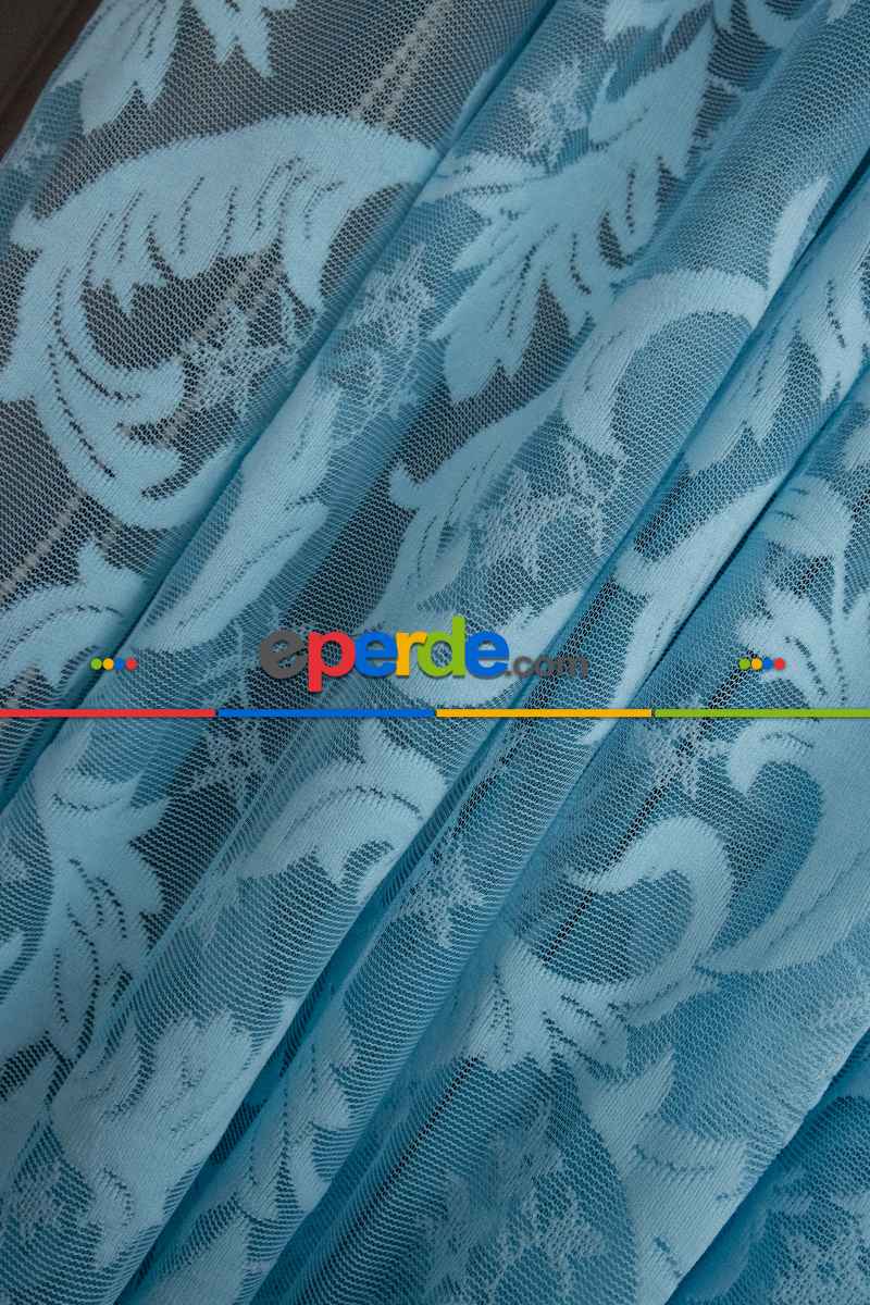 Turkuaz Sarmaşık Desen Şal Model Tül Kruvaze Yanki Tül