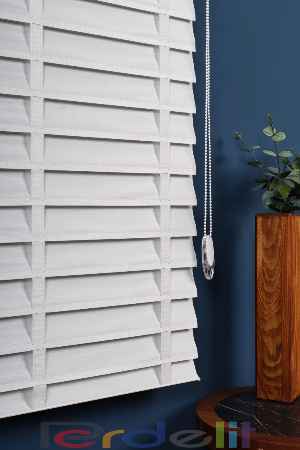 Beyaz 50mm Silüet Kumaş Jaluzi Perde