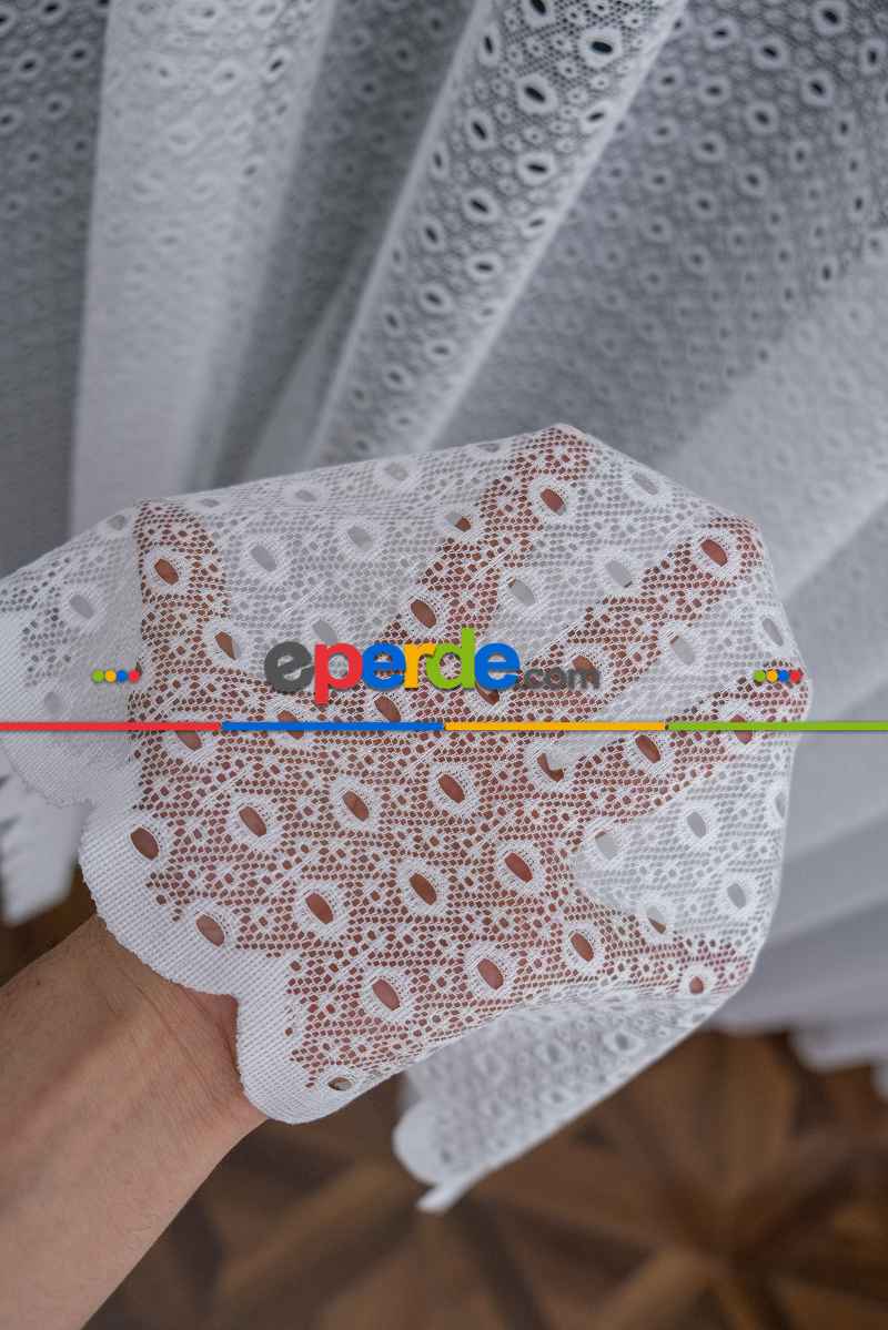 Taç Tül Perde - Dantella Tül Perde - Ütü İstemeyen Tül - Örme Delikli Tül - Spor Desenli Tül