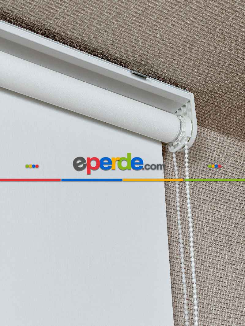 Salon Ekru Lazer Kesimli Stor Perde ( Lazer Kesim Fiyata Dahildir) Metal Kasalı - Yüksek Kalite - Kornişe Kolay Montaj Seçenekli