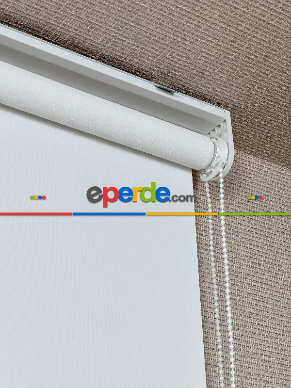 Ekru Lazer Kesimli Stor Perde ( Lazer Kesim Fiyata Dahildir) Metal Kasalı - Yüksek Kalite - Kornişe Kolay Montaj Seçenekli