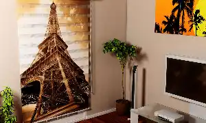 Paris Eyfel Kulesi - Baskılı Zebra Stor Perde-  Çok Renkli 2
