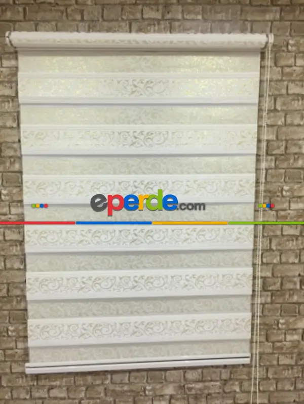 Jakarlı Zebra Perde Altın Simli- Altın- Çok Renkli 2