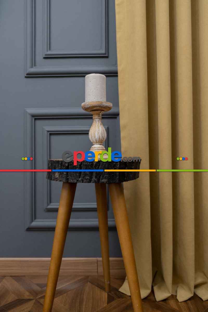 Bej Rengi Düz Fon Perde En Dökümlü Fon Perde 12490