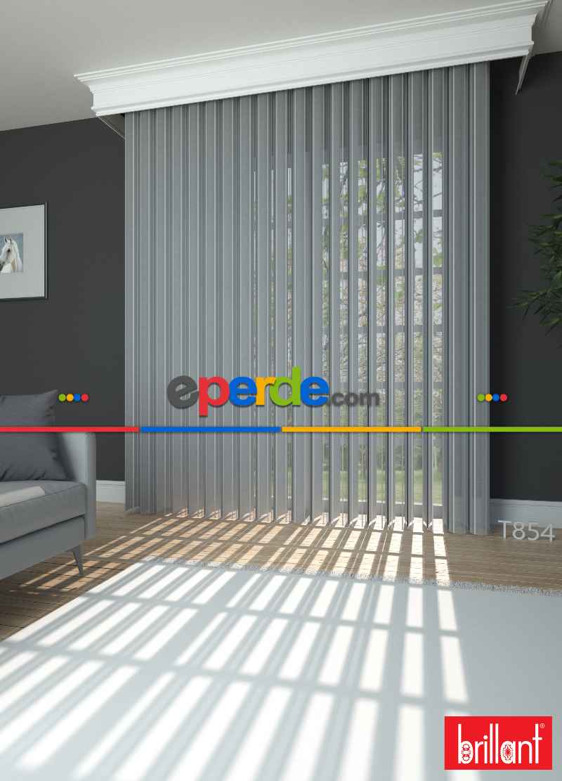 Brillant Akıllı Tül Perde Gri Renkli Tül Dikey Zebra Perde Düz 1. Kalite