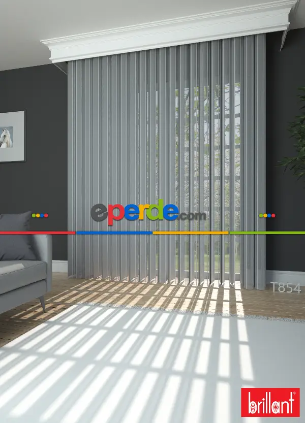 Brillant Akıllı Tül Perde Gri Renkli Tül Dikey Zebra Perde Düz 1. Kalite