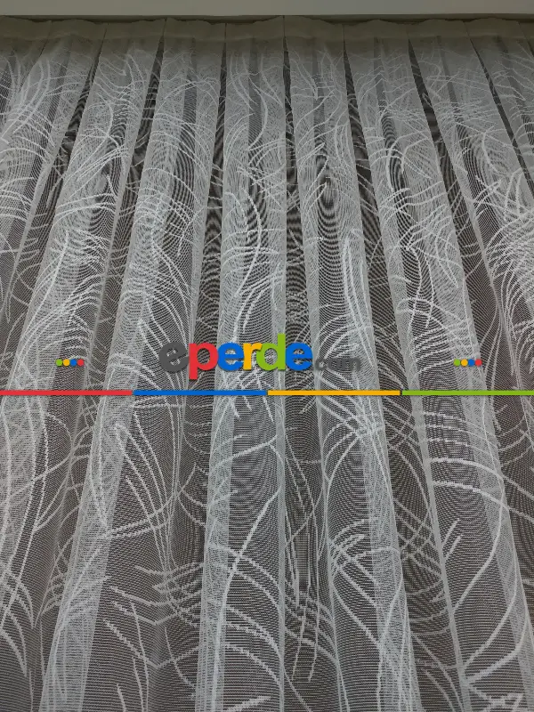 Örme Fransız Dantel 2021 Tül Perde- Ekru