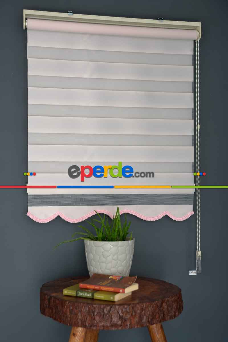 Halim Perdesan Ba-06 Pudra Renk Etekli Veya Eteksiz Zebra Stor Perde