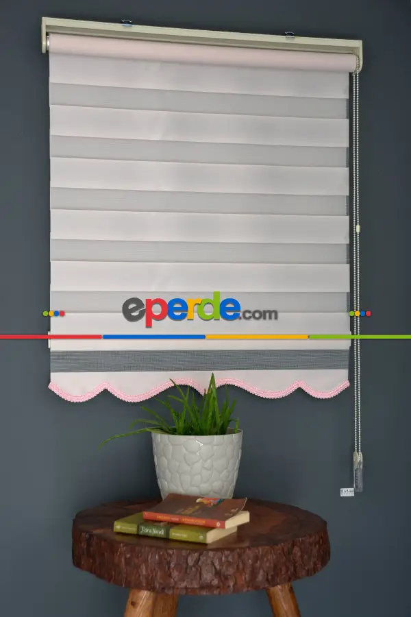 Halim Perdesan Ba-06 Pudra Renk Etekli Veya Eteksiz Zebra Stor Perde