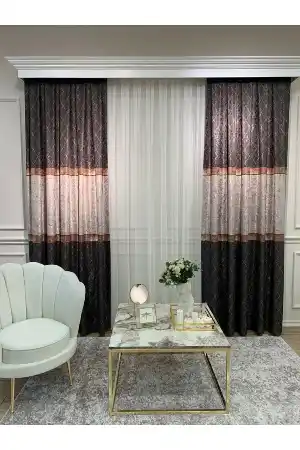 Yatak Odası - Brillant Fon Perde Yeni Moda Tasarım Renk Kanat Yan Perdeler Salon Misafir Odası Perde