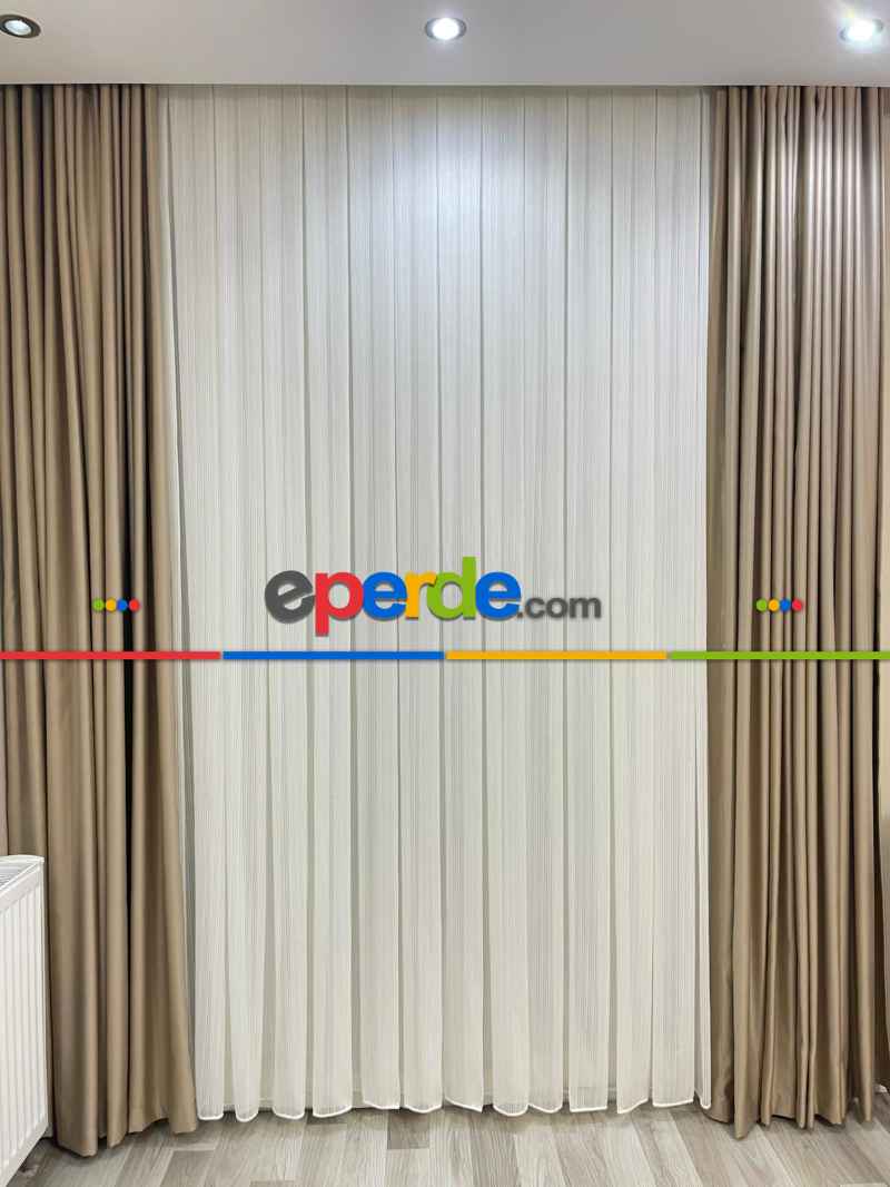 Yatak Odası - Premium Simli Pırlanta Ağır Gramajlı Dökümlü 1/3 Sık Pileli Ütü İstemeyen Tül Perde