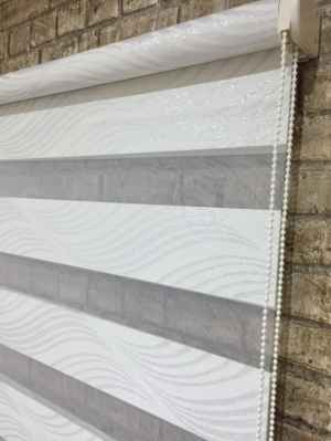 Jakarlı Zebra Perde Bdz-17- Beyaz Gümüş Simli