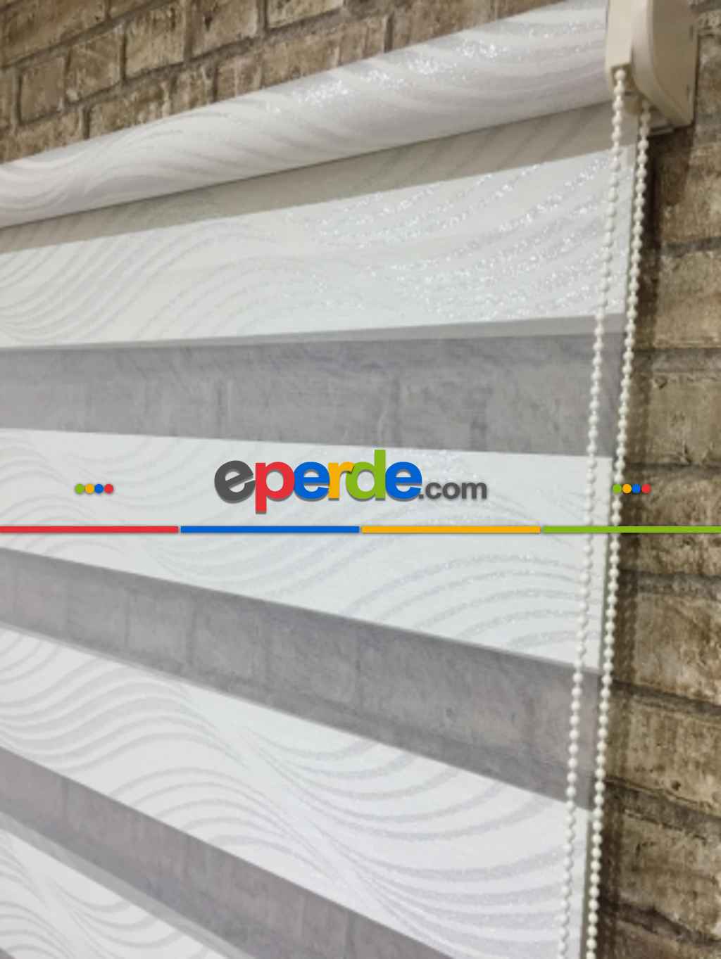 Jakarlı Zebra Perde Bdz-17- Beyaz Gümüş Simli