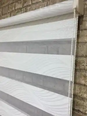 Jakarlı Zebra Perde Bdz-17- Beyaz Gümüş Simli