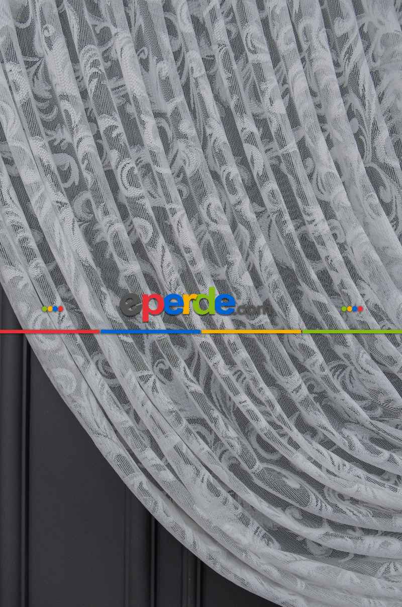 Taç Tül Perde - Tül Perde - Desenli Tül - Örme Tül - Kruvaze Şal Desen Tül Perde