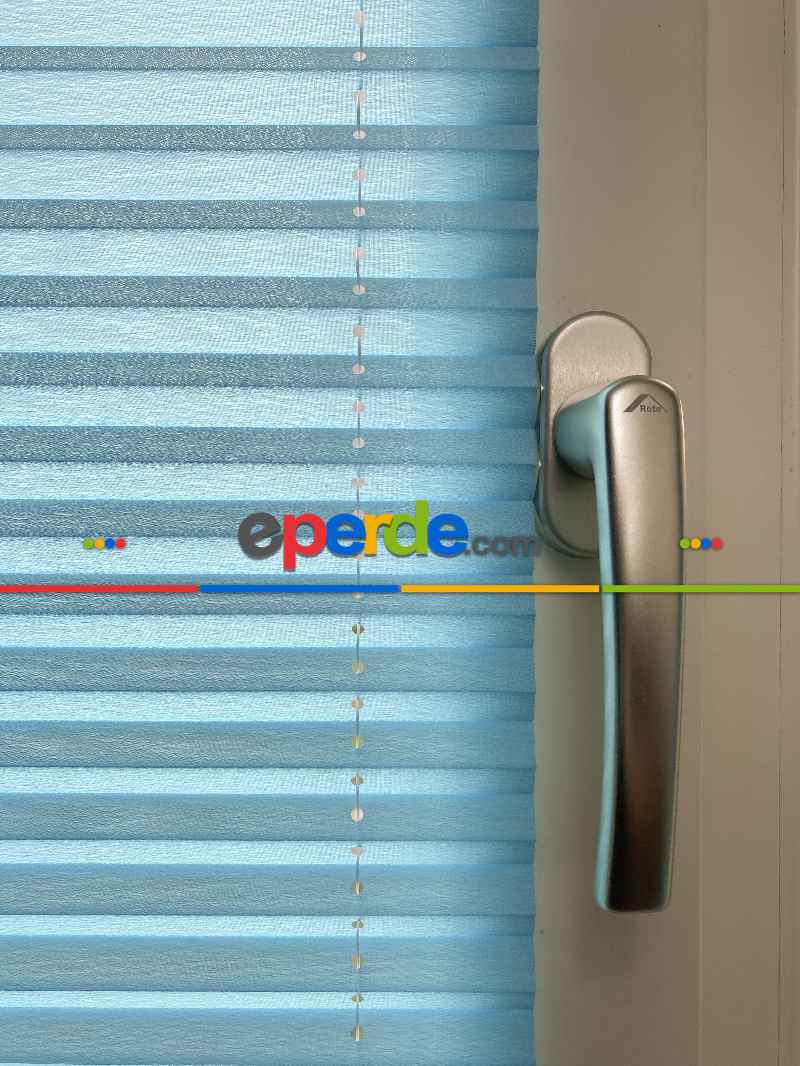 Mutfak - Plisel Perde, Mavi Diamond Seri Cam Balkon Perdesi 1. Kalite Matkapsız Montaj Yaylı Sistem