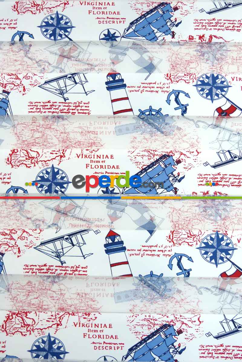 Gemici Desen Çocuk Odası Zebra Perde Kıds 4343-04- Mavi