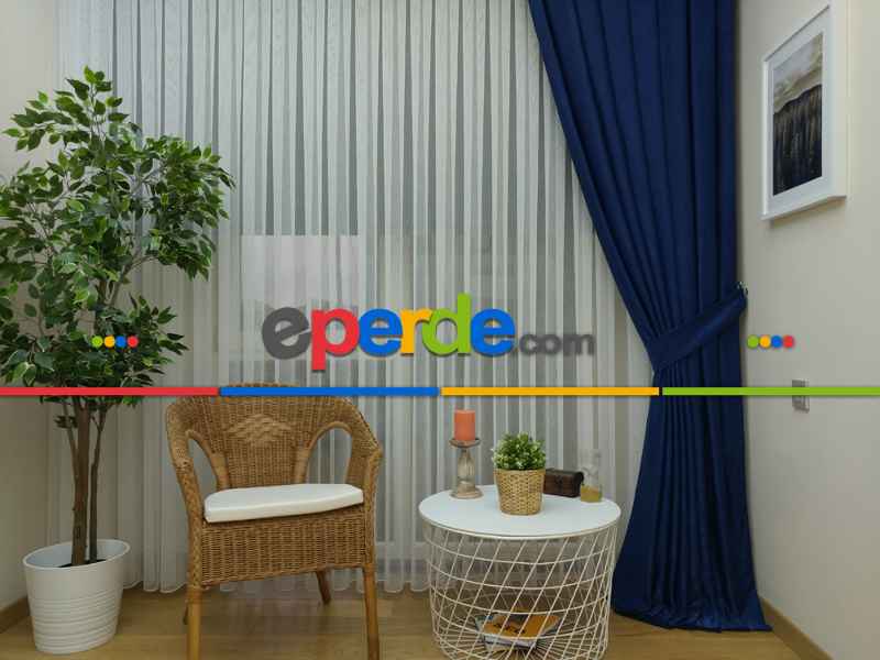 Soft Parlament Mavisi Fon Perde Geniş En (285)- Saks Mavi