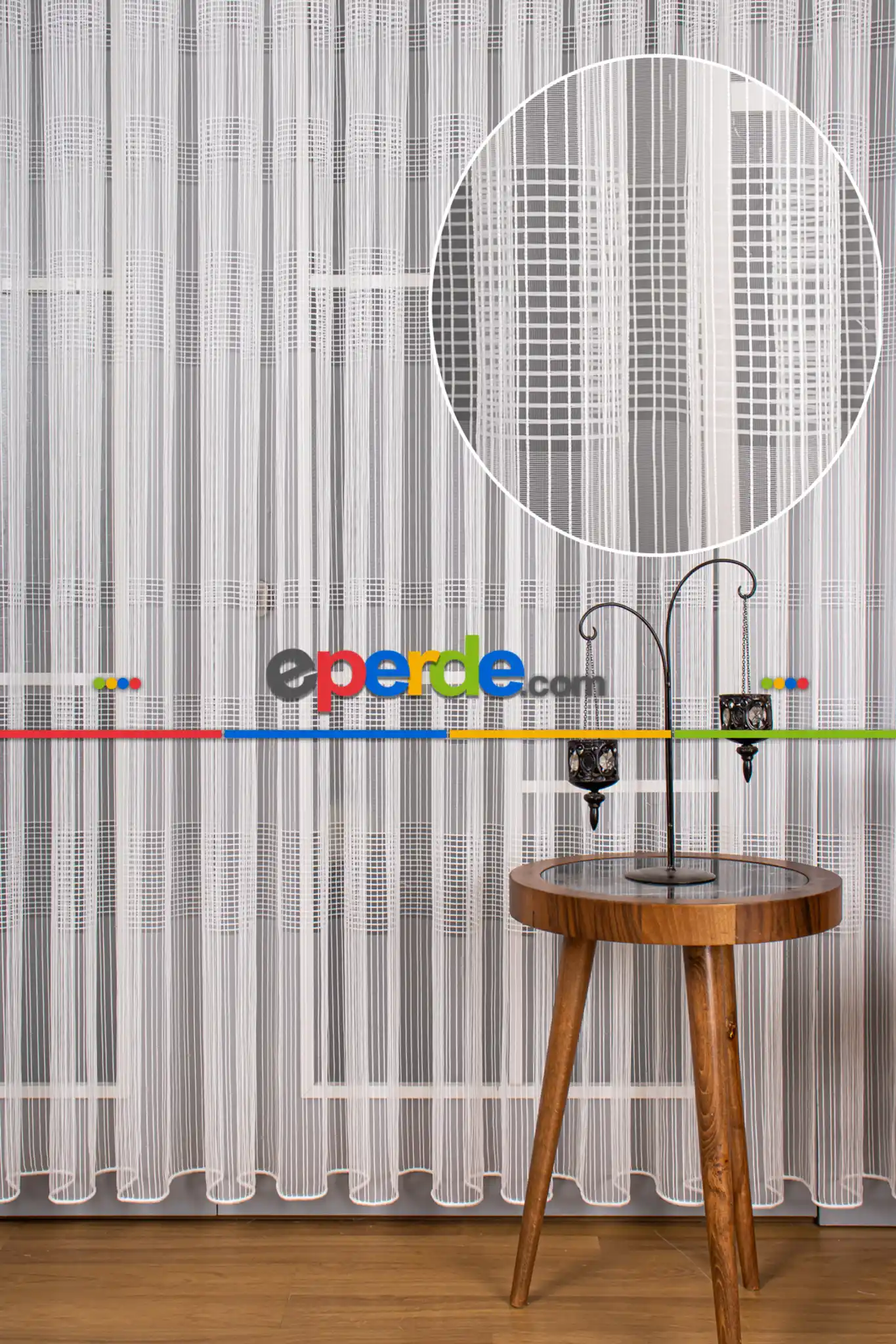 Mutfak Tül Perde - Pileli Düz Mutfak Perdesi- Ekru