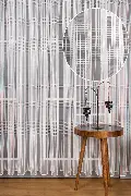 Zincir Çizgili Tül Perde Ekru Renk Kırık Beyaz- Ekru - Kurşunlu Tül