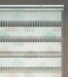 Bulut Desenli Baskılı Zebra Perde- Çok Renkli