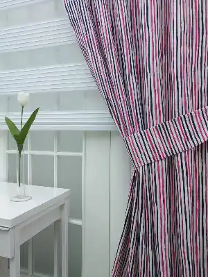 Pembe Mor Çizgili Fon Perde ( Leke Tutmaz )- Pembe-Mor