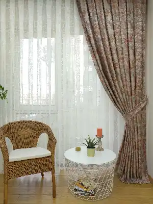 Bej Kiremit Desenli Jakar Fon Perde - Gri-füme-antrasit-kiremit Rengi