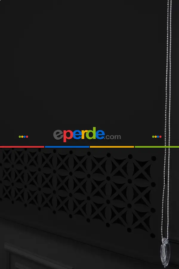 Salon Stor - Siyah Renk Lazer Kesim Mat Stor Perde (ister Düz - İster Lazer Kesimli Satın Alın)