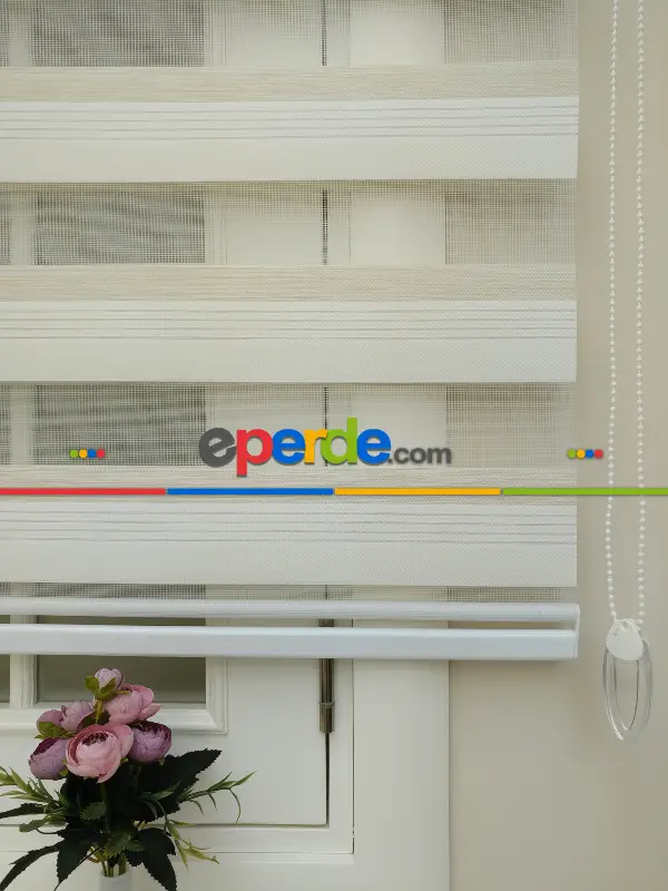 Ekru - Koyu Krem Zebra Perde Zarif Bambu 2021- Krem Koyu-ekru