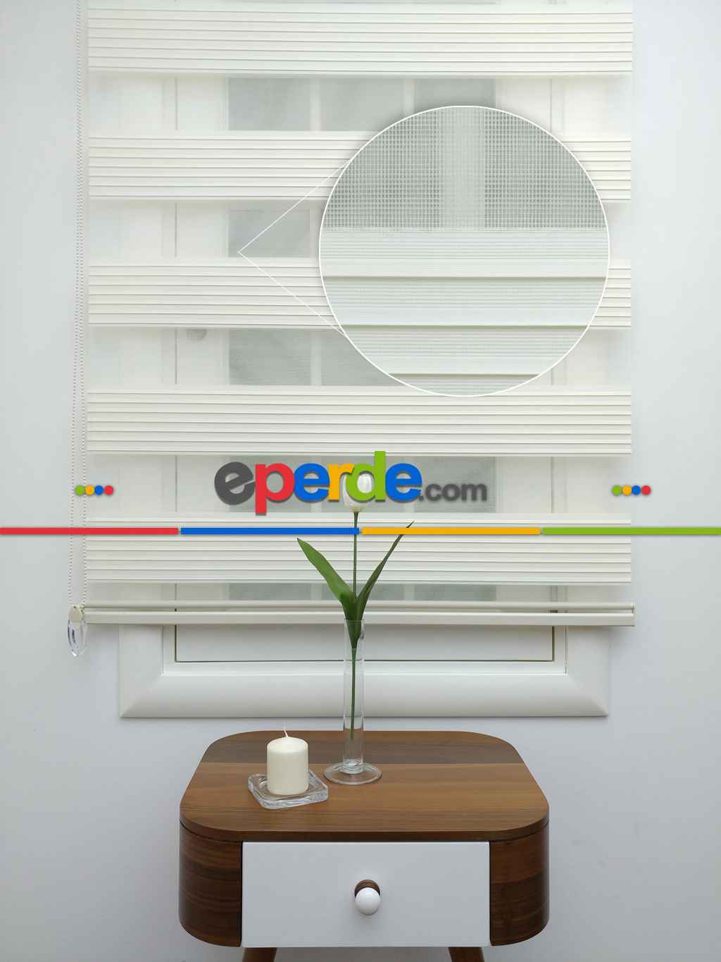 Krem Mutfak Perdesi Mekanizmalı Zebra Perde Plise- Krem