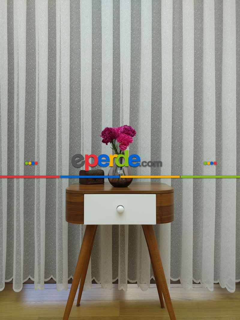 Kdk Örme Dantel Tül Perde- Krem-ekru