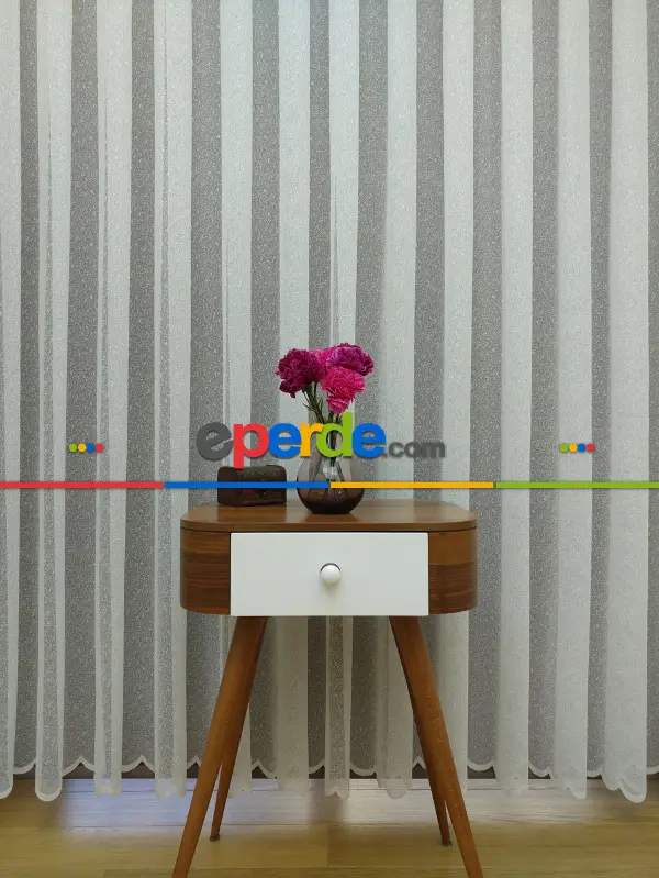 Salon Tül Perde - Kdk Örme Dantel Tül Perde- Krem