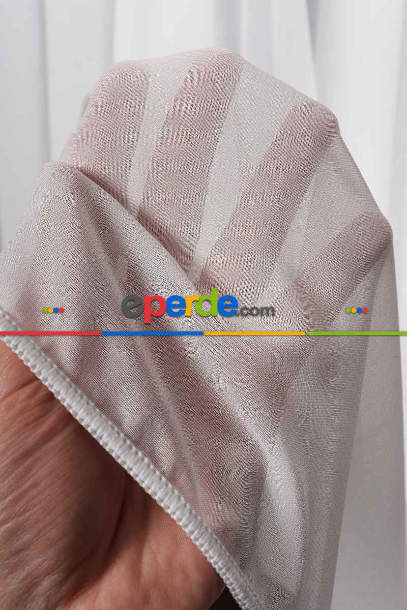 Salon Tül Modelleri - Krep Ekru Düz Tül Perde