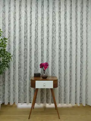 Kdk Örme Dantel Damask Desenli Tül Perde - Krem - Ekru