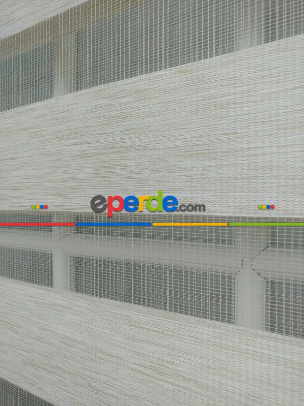 Krem Düz Bambu Zebra Perde- Krem