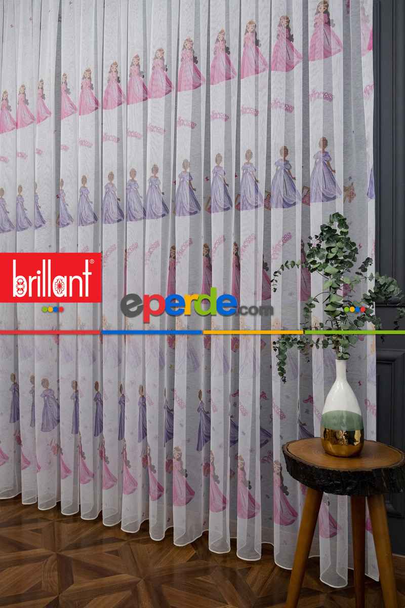 Brillant Prensesli Sindy Cindy Bebek Barbi Barbie Tül Perde Kız Çocuk Odası Tül - Kurşunlu Tül