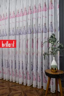 Kız Çocuk Odası Tül Perde - Brillant Prensesli Sindy Cindy Bebek Barbi Barbie - Pembe