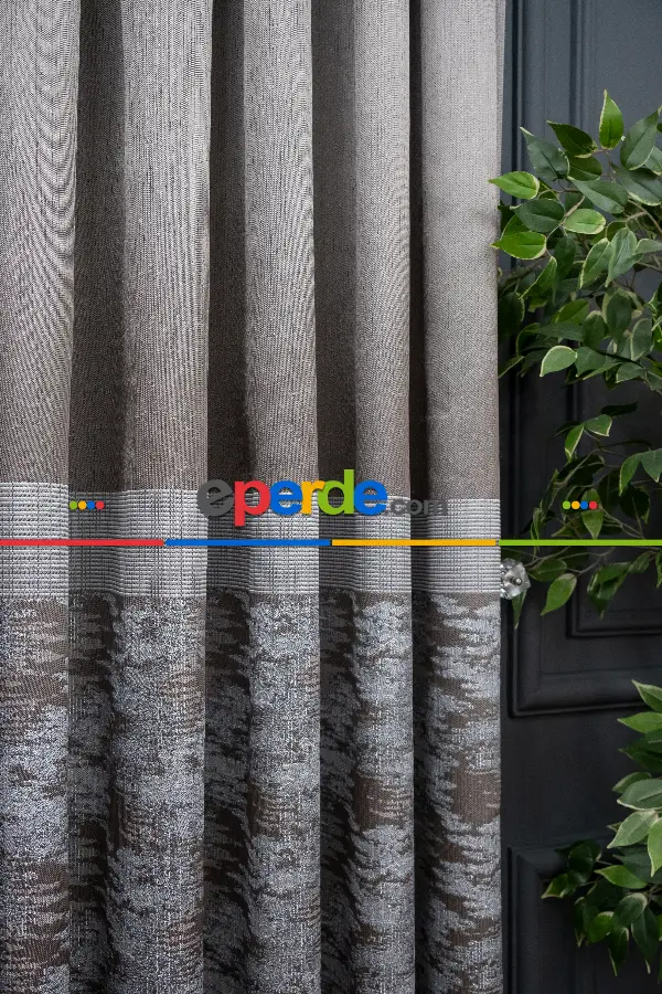 Yatak Odası - Vizon Renk Jakar Etek Pano Dökümlü Gramajlı Uygun Fiat Fon Perde (180)- Vizon