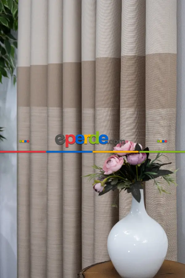 Krem Vizon Jakar Fon Perde (180)- Krem-açık Vizon