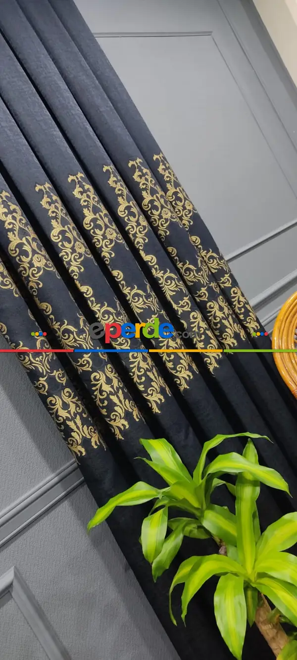 Yatak Odası - Lacivert Damask Desenli, Dokuma Fon Perde, Adet Fiyatıdır, İstediğiniz Boy Ölçüsünde Dikilir, Eni 50 İla 100cm Arası Seçenekler, Sık Piledir 50cm X 1cm 