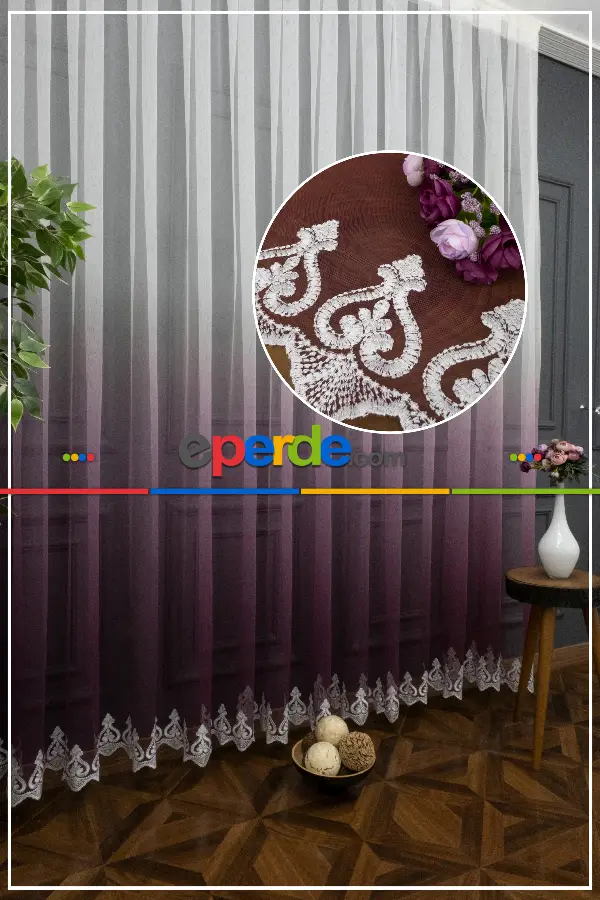 Tül Yarım Renkli Degrade Tül Renkli Tül