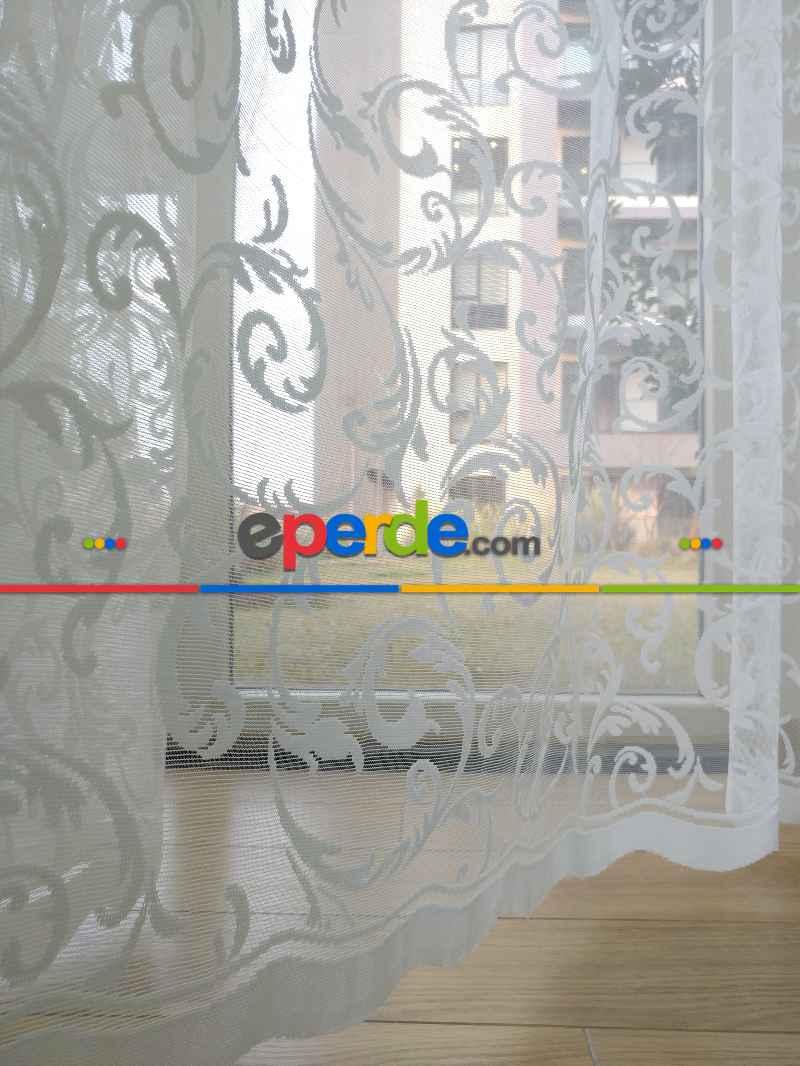 Oturma Odası - Kruvaze Tül Perde - Saçak Opsiyonel - Örme Zemin- Ekru