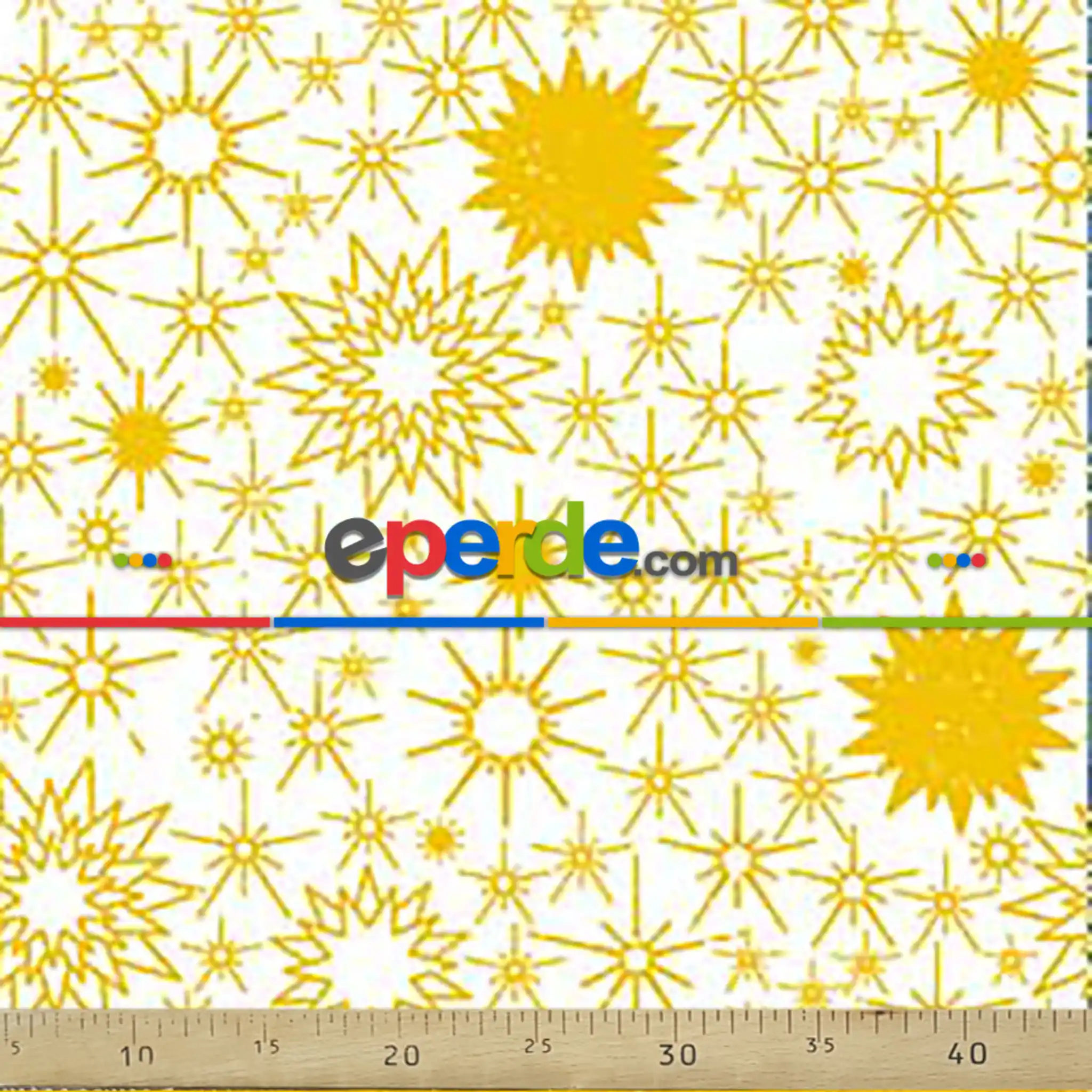 Yıldız Desenli Fon Perde Evm685-2 Kumaşı Kalındır Duck Bezi Değildir- Sarı-Beyaz