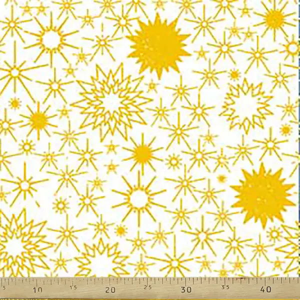 Yıldız Desenli Fon Perde Evm685-2 Kumaşı Kalındır Duck Bezi Değildir- Sarı-Beyaz