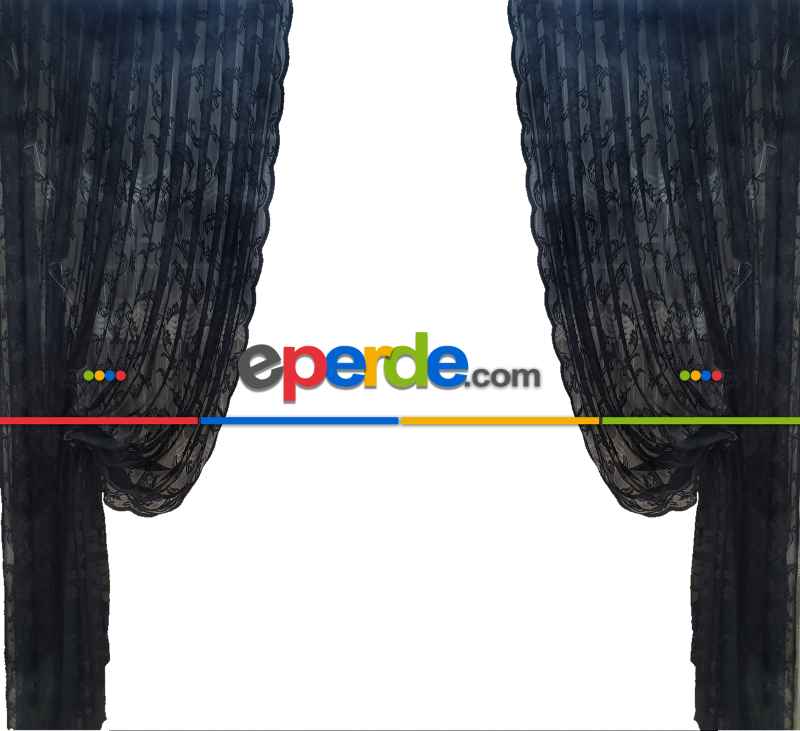 Salon - Tül Fon Siyah Fon Perde- Siyah 70cm X 1cm 