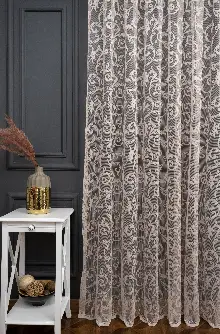 Sarmaşık Şal Desen Vizon Bej Açık Kahve Renk Desen Tasarım Tül