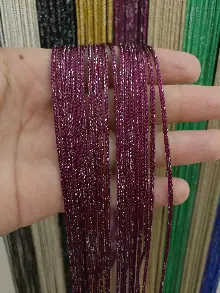 Mutfak İp Perde - Bordo Rengi İp Perde Kalın Zincir Simli Serisi- Bordo-gümüş